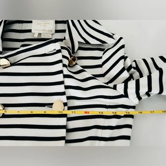 Kate Spade New York | Start A New Chapter Striped Jacket Size XS White Black - Picture 10 of 12